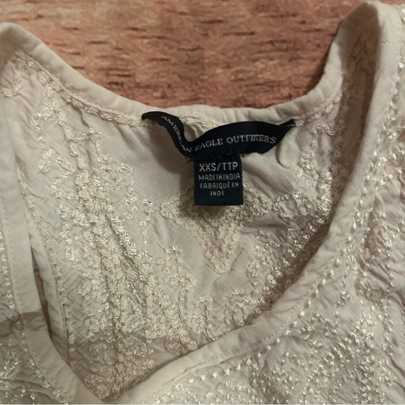 American Eagle Off White Festival Tank Size XXS Oversized! - Picture 3 of 3